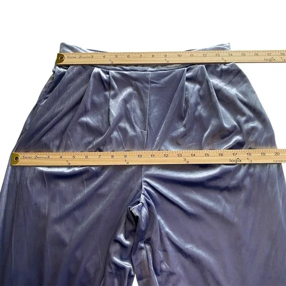 Christian Lacroix Medium Velour Wide Leg Pleated Pants Elastic Waist Light Blue - Picture 9 of 16